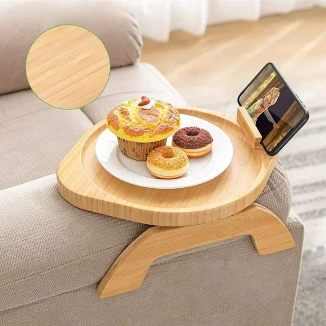 Plateau Bambou Pliable avec Porte Téléphone