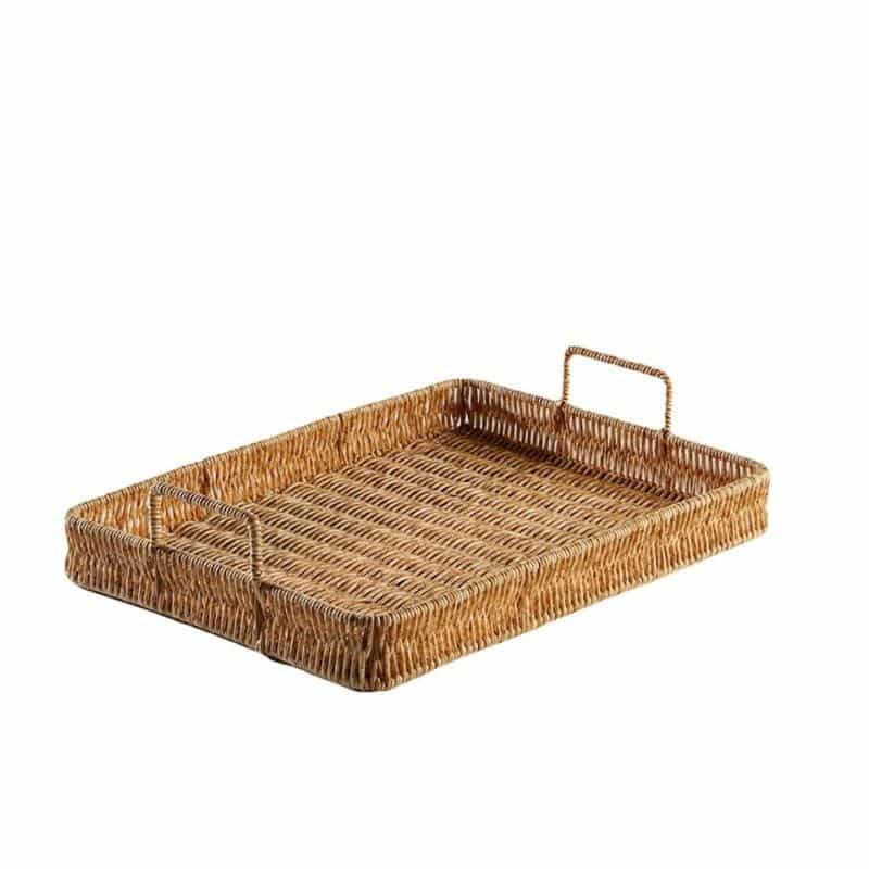 Plateau de rangement en imitation rotin