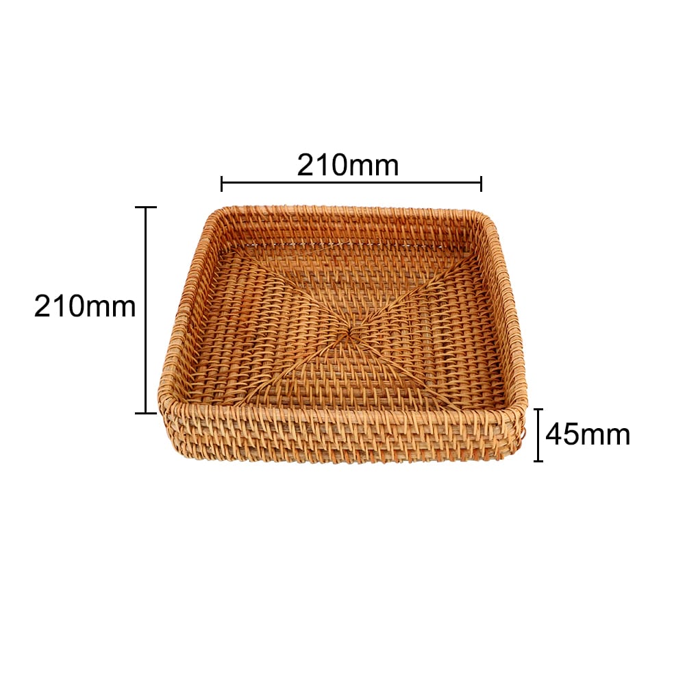 Plateau de rangement en rotin avec rebord haut