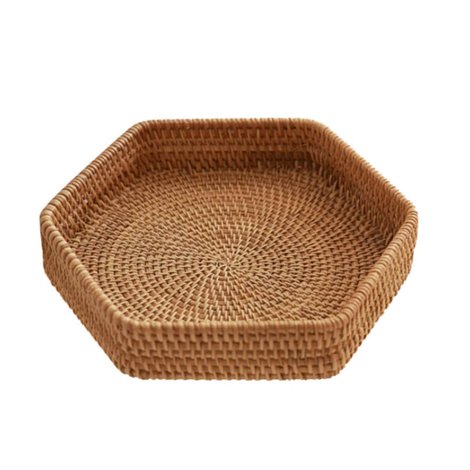 Plateau en rotin tissé forme hexagonale