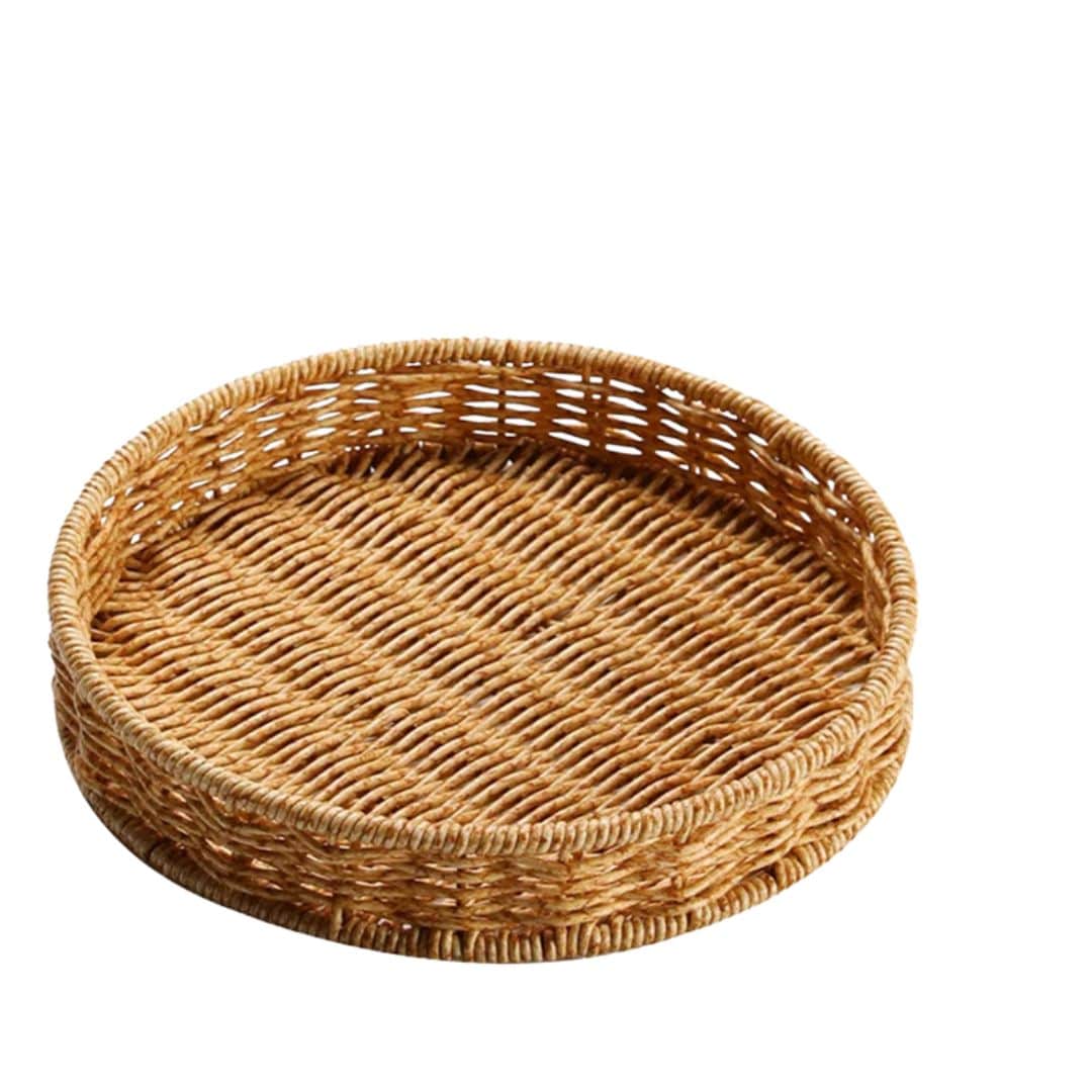 Plateau Rotin Rond Style Bohème