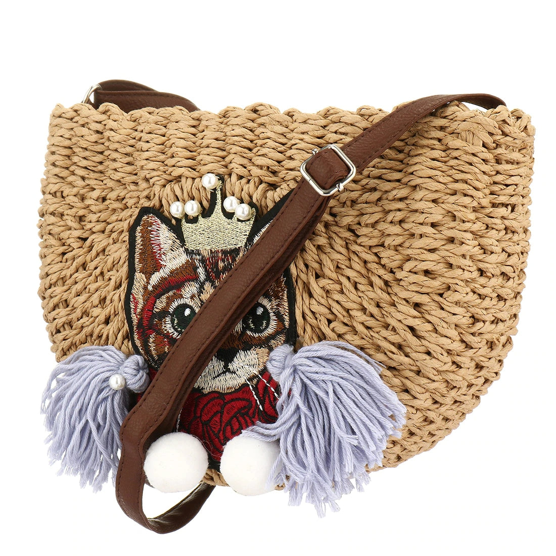Pochette à main tissée avec chat