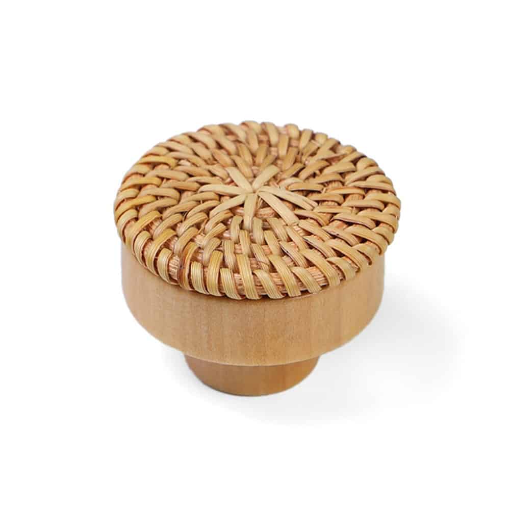Poignée de meuble en Bois et rotin couleur naturelle