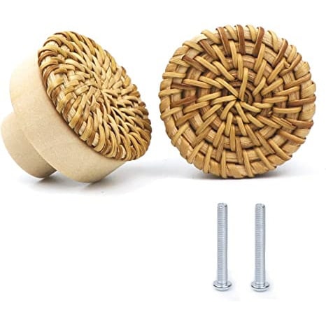 Poignée de meuble en Bois et rotin couleur naturelle