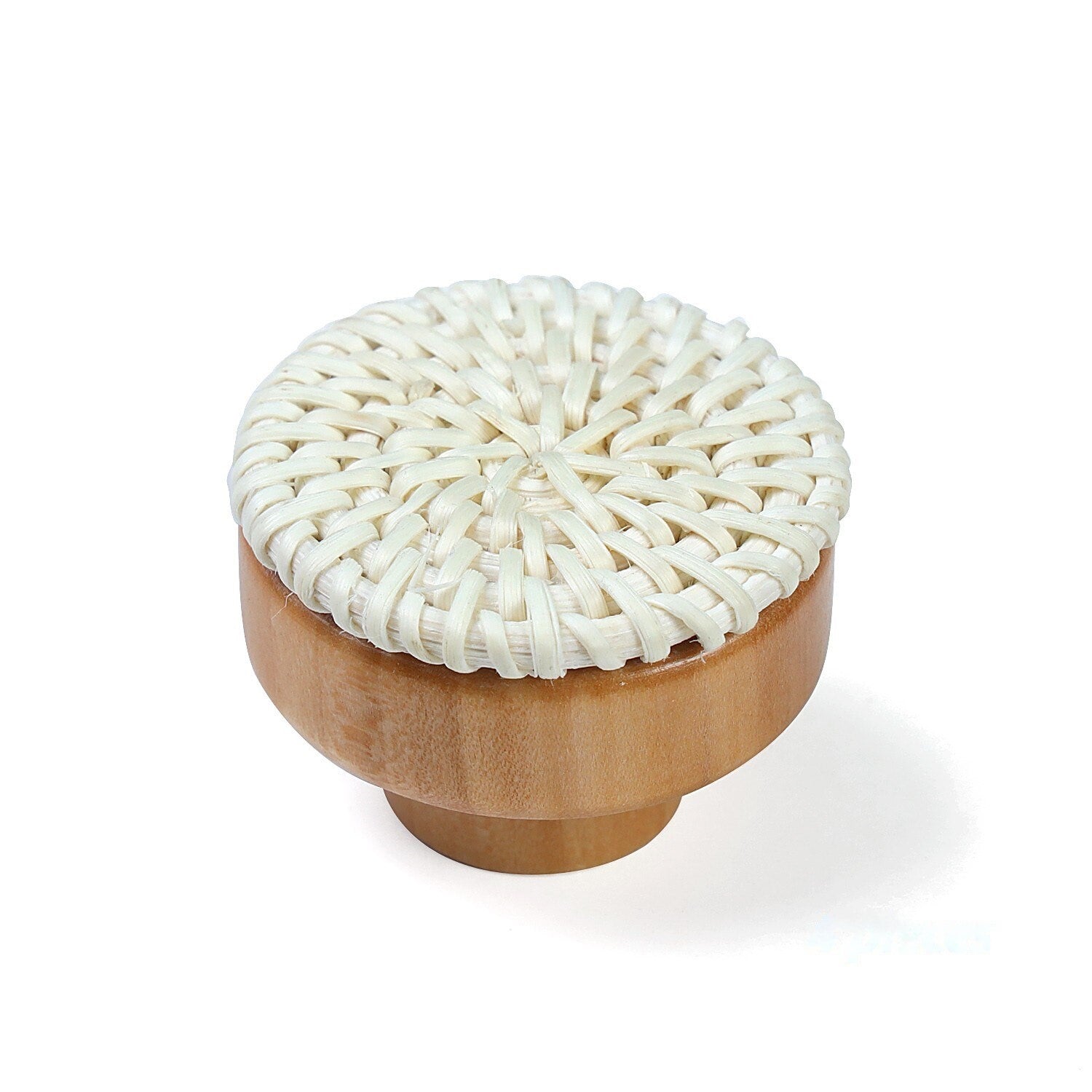 Poignées en bois de hêtre et rotin blanc pour DIY