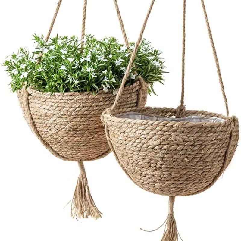 Pot de Fleur Bohème et Suspendu en Rotin