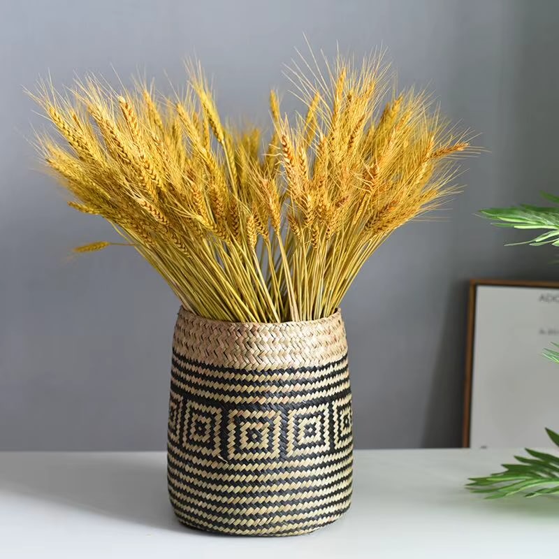 Pot de Fleur en Rotin à Motifs Géométriques