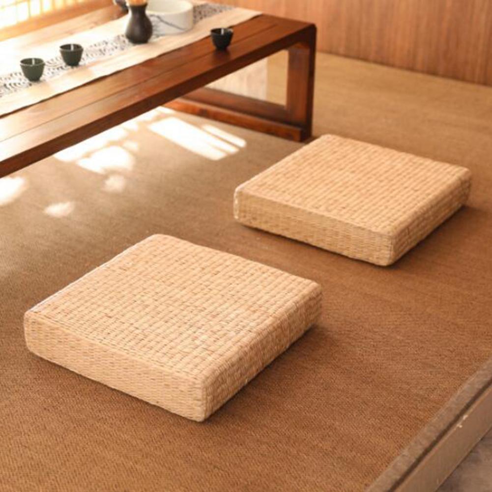 Pouf carré en rotin