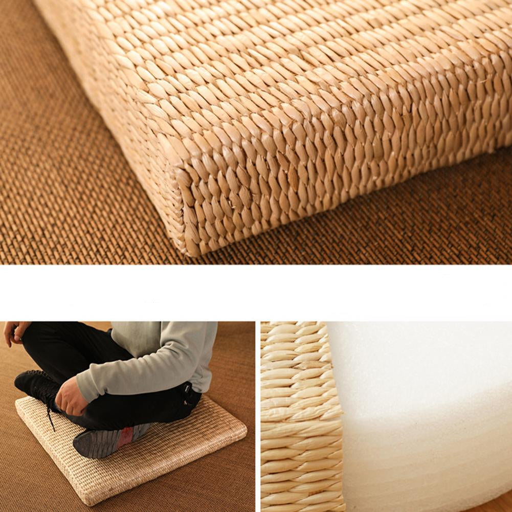 Pouf carré en rotin