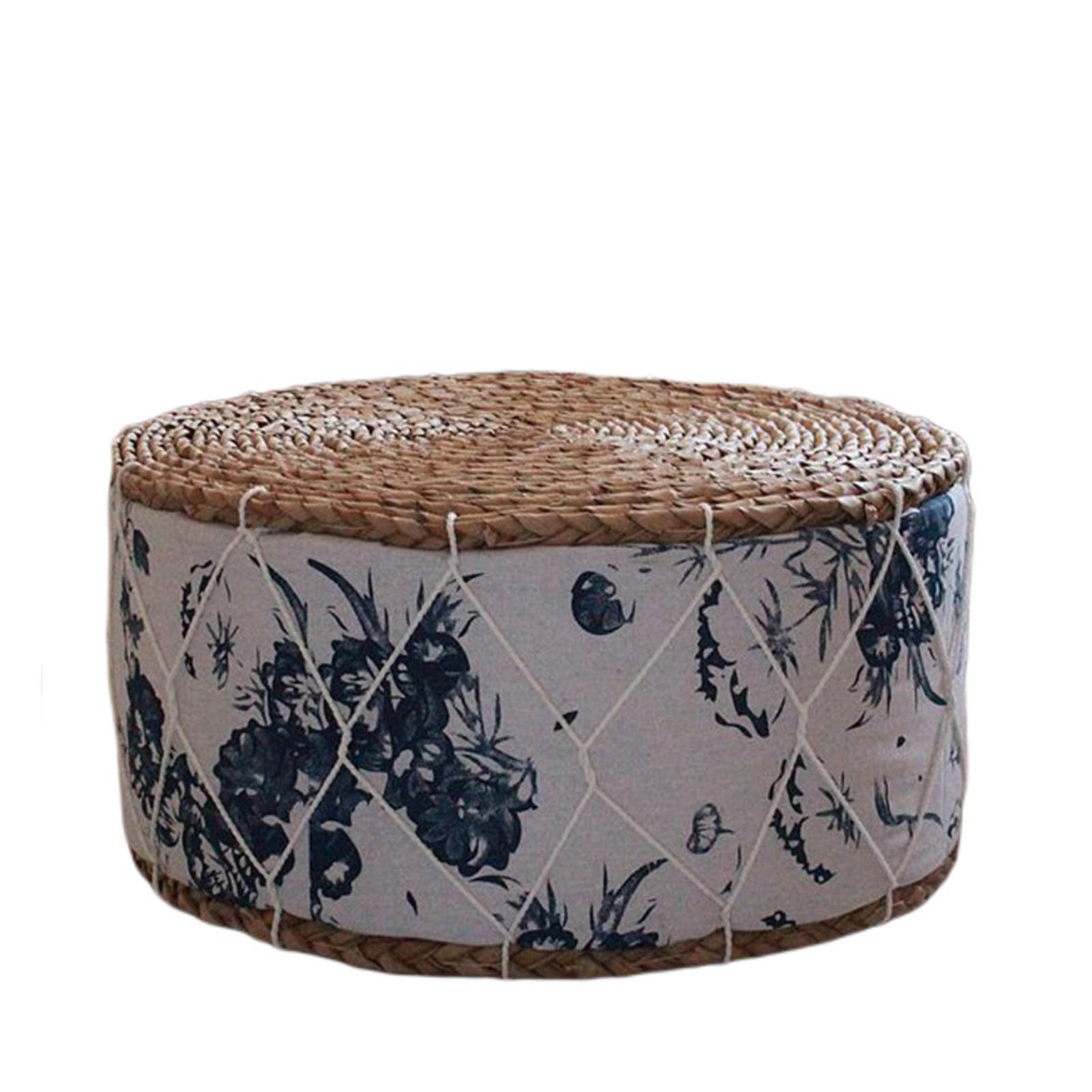 Pouf circulaire à motifs verts