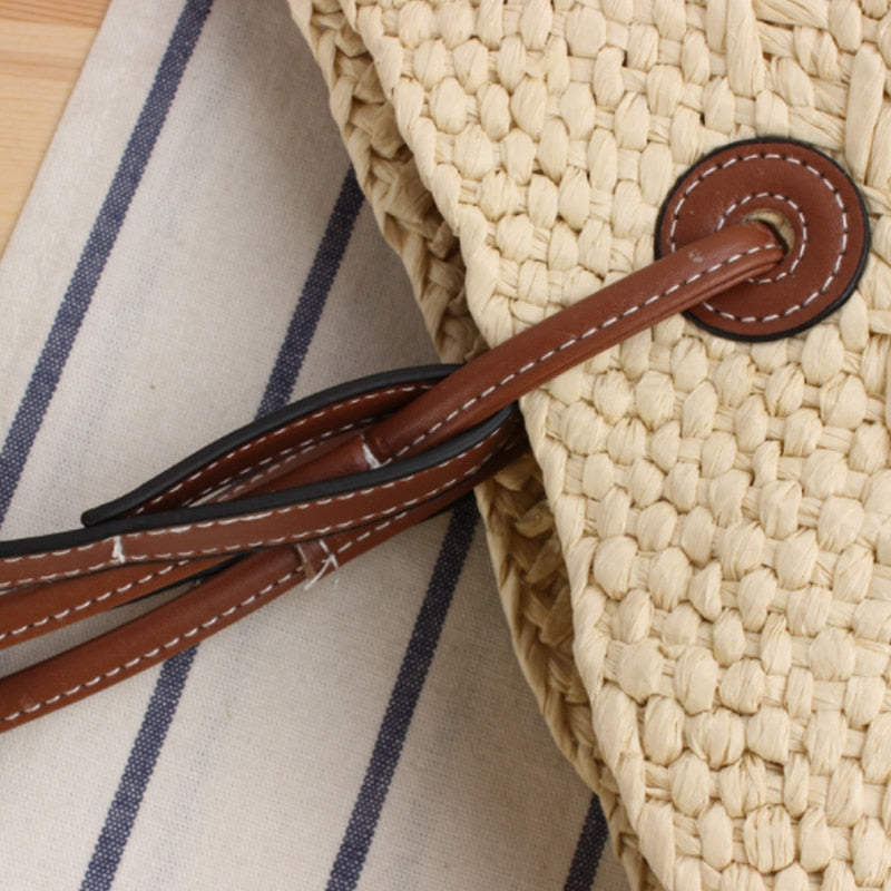 Sac à main, à bandoulière, en paille tissé à la main pour femmes