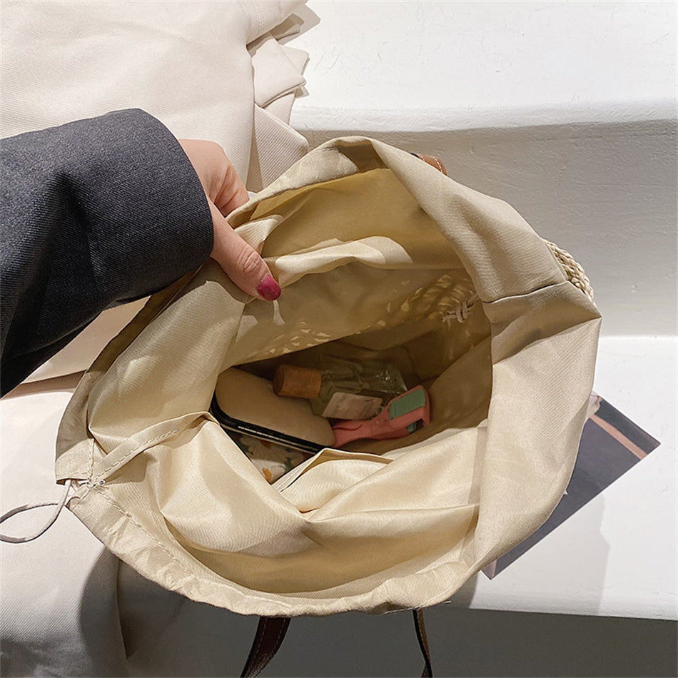 Sac à main beige tendance de plage en paille pour femme