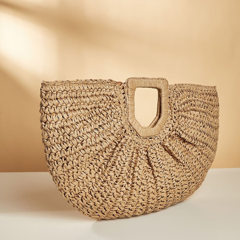 Sac à main de plage en paille tissé pour femmes