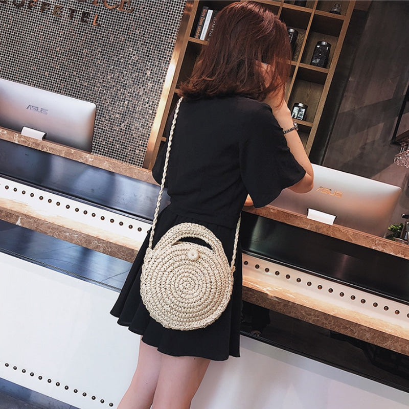 Sac bandoulière en paille tissé à la main pour femme
