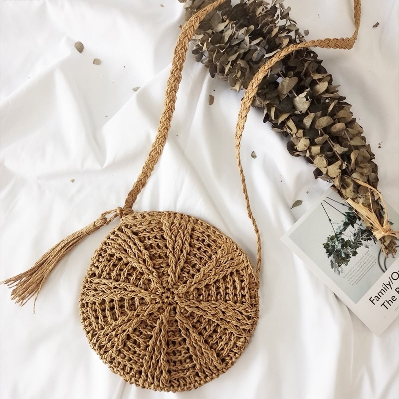 Sac bandoulière en paille tissé à la main pour femme