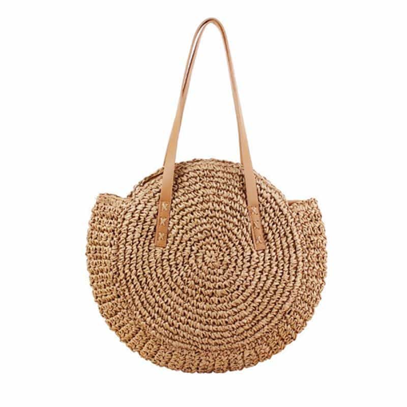 Sac de plage tissé marron