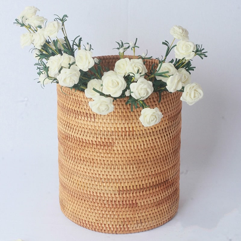 Seau de rangement en rotin tissé