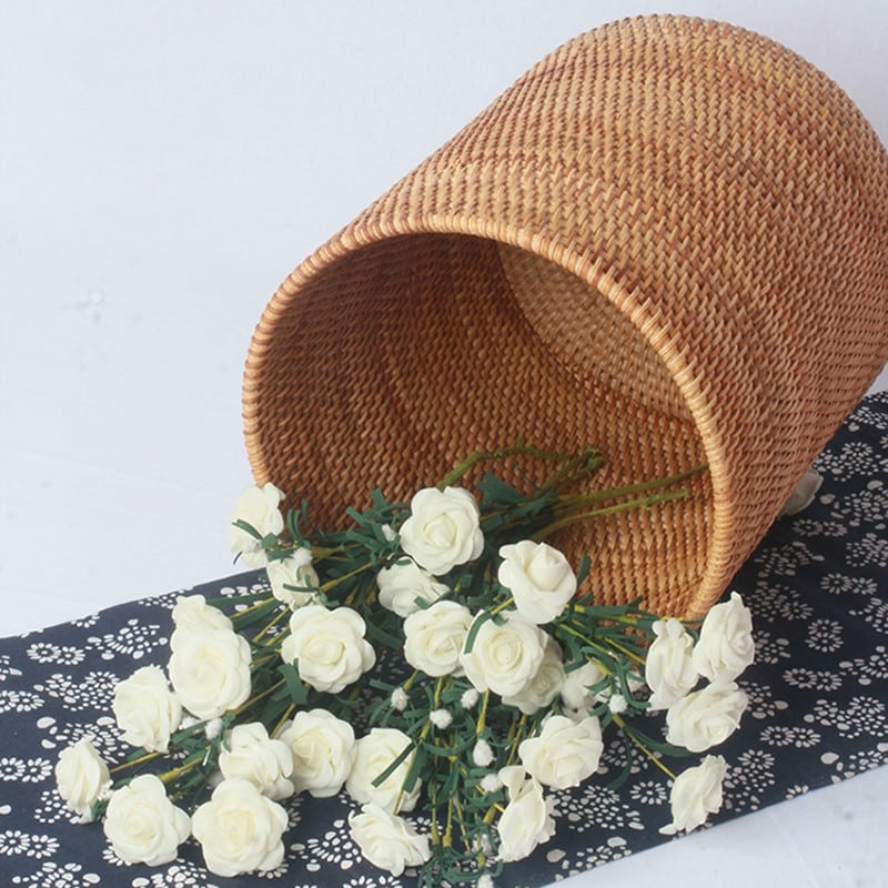 Seau de rangement en rotin tissé