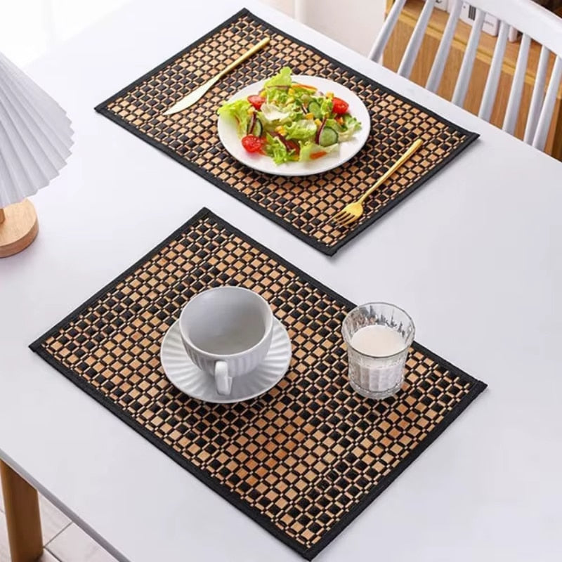 Set de Table Bambou Antidérapant à Carreaux