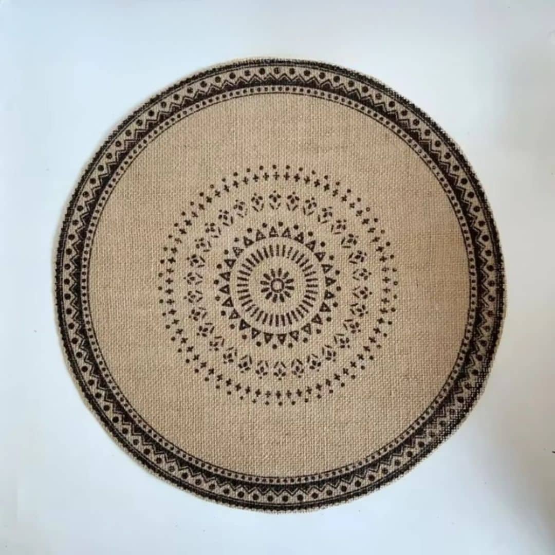 Set de Table Effet Paille Rond Style Bohème