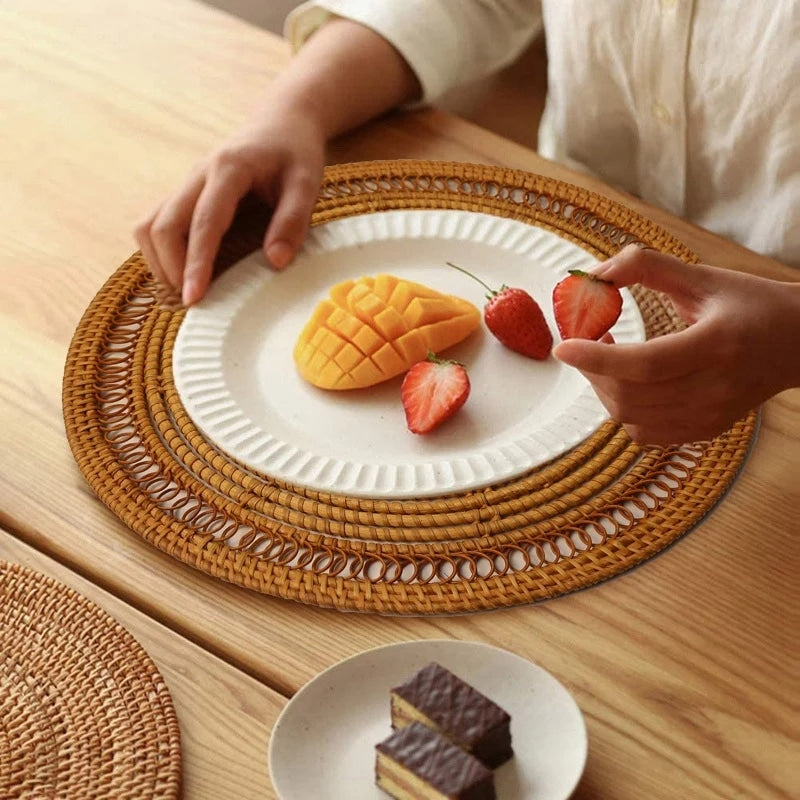 Set de Table Effet Rotin et Rond en Plastique
