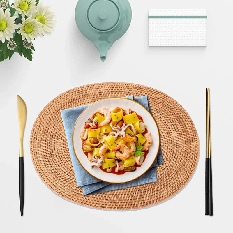 Set de Table Rotin Naturel de Forme Ovale