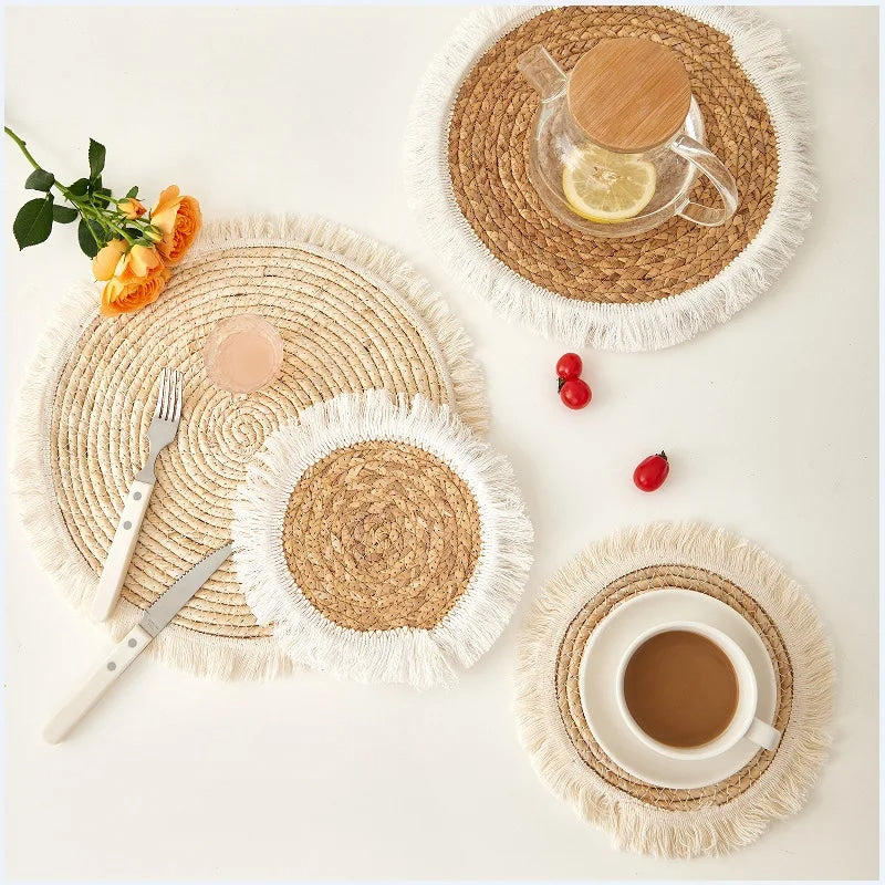 Set de Table Rotin de Style Pastoral avec Fils