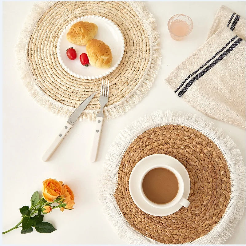 Set de Table Rotin de Style Pastoral avec Fils