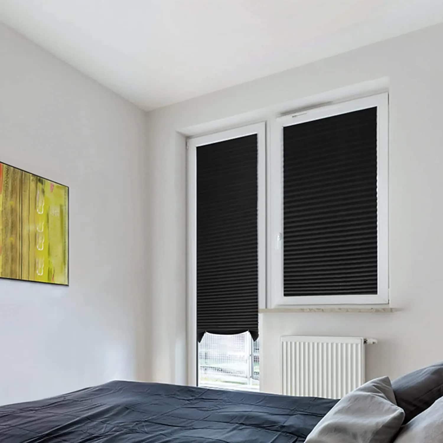 Store Effet Bambou Noir en Tissu avec Boucles
