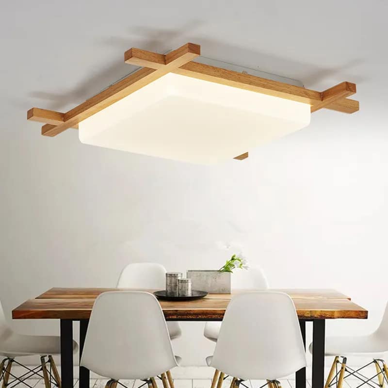 Suspension Bois Carrée Décorative et Élégante