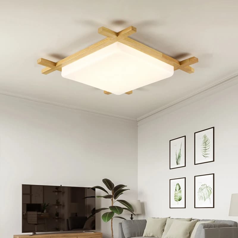 Suspension Bois Carrée Décorative et Élégante