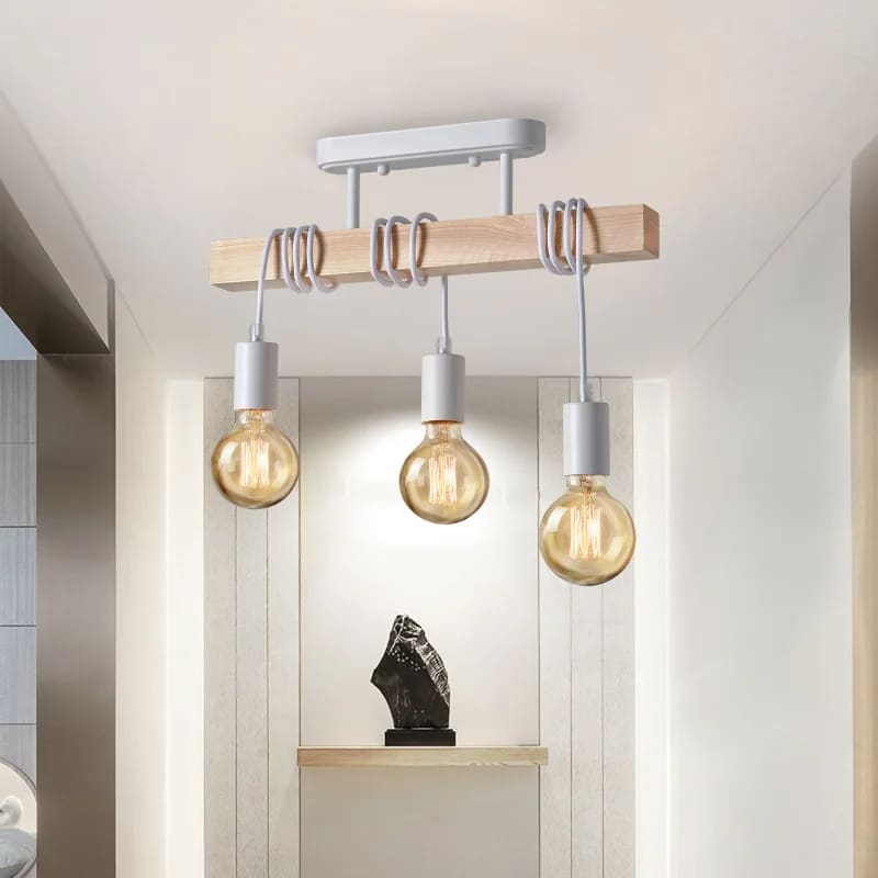 Suspension Bois LED de Style Rétro Américain