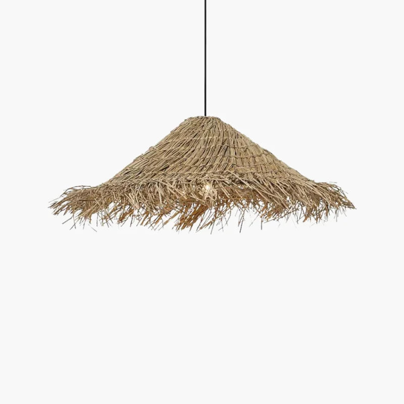 Suspension raphia chapeau frangé large naturel | Palma