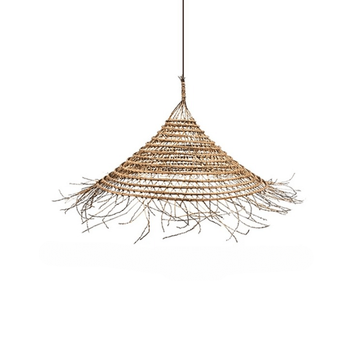Suspension Effet Paille Style Lustre Tressé à LED