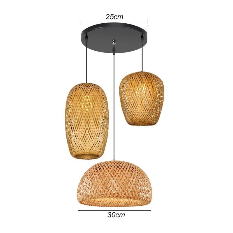 Suspension en rotin à trois design