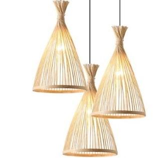 Suspension en rotin triangle