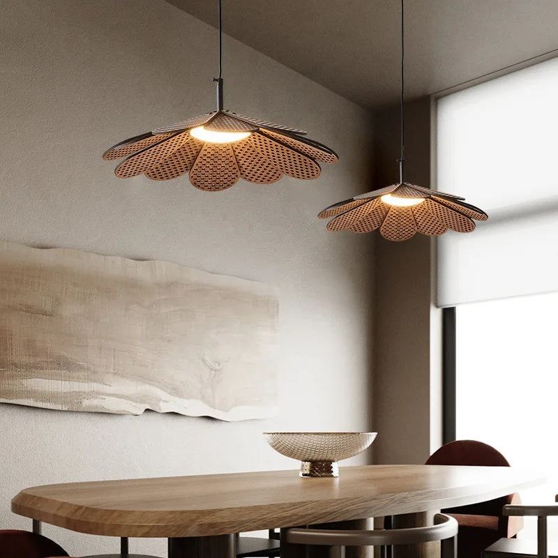 Suspension Pétale LED de Style Coréen en Bois