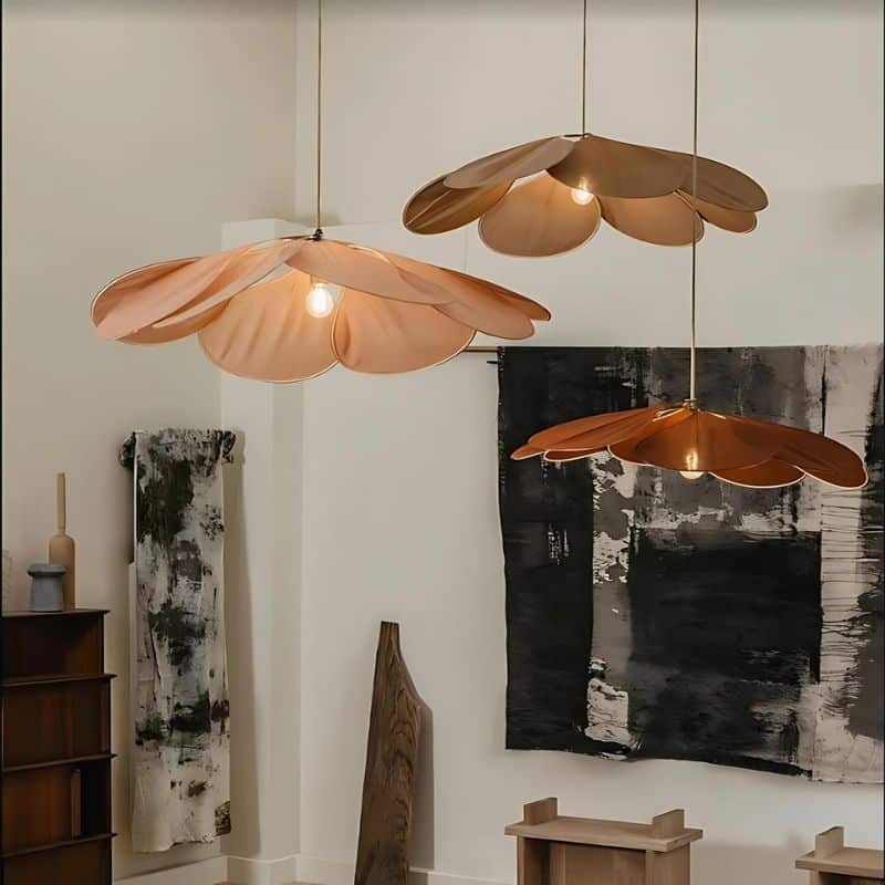 Suspension Pétale Design et Créative Effet Rotin