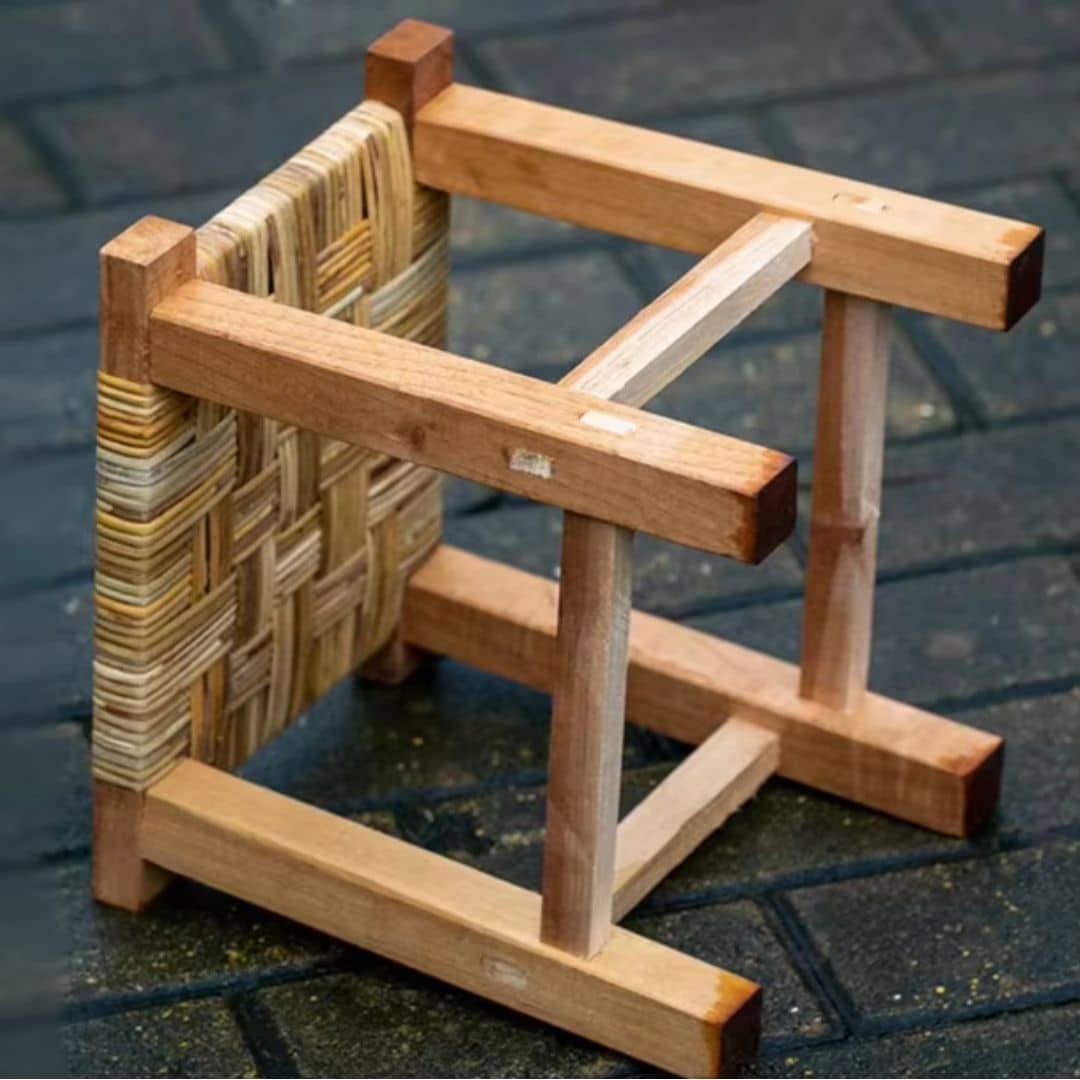 Tabouret Osier Carré et Artisanal
