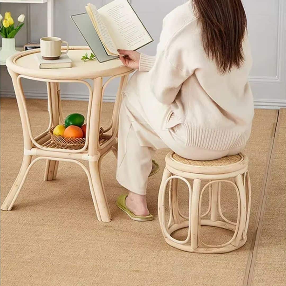 Tabouret Osier Rétro et Circulaire
