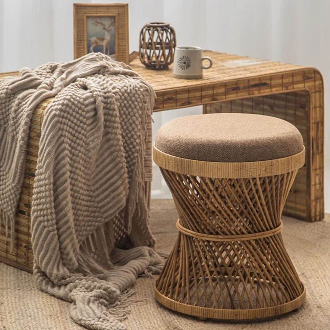 Tabouret Osier de Style Japonais