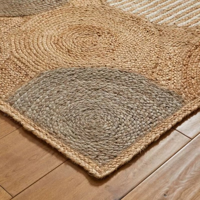 Tapis Effet Osier Rectangulaire au Design Pastoral