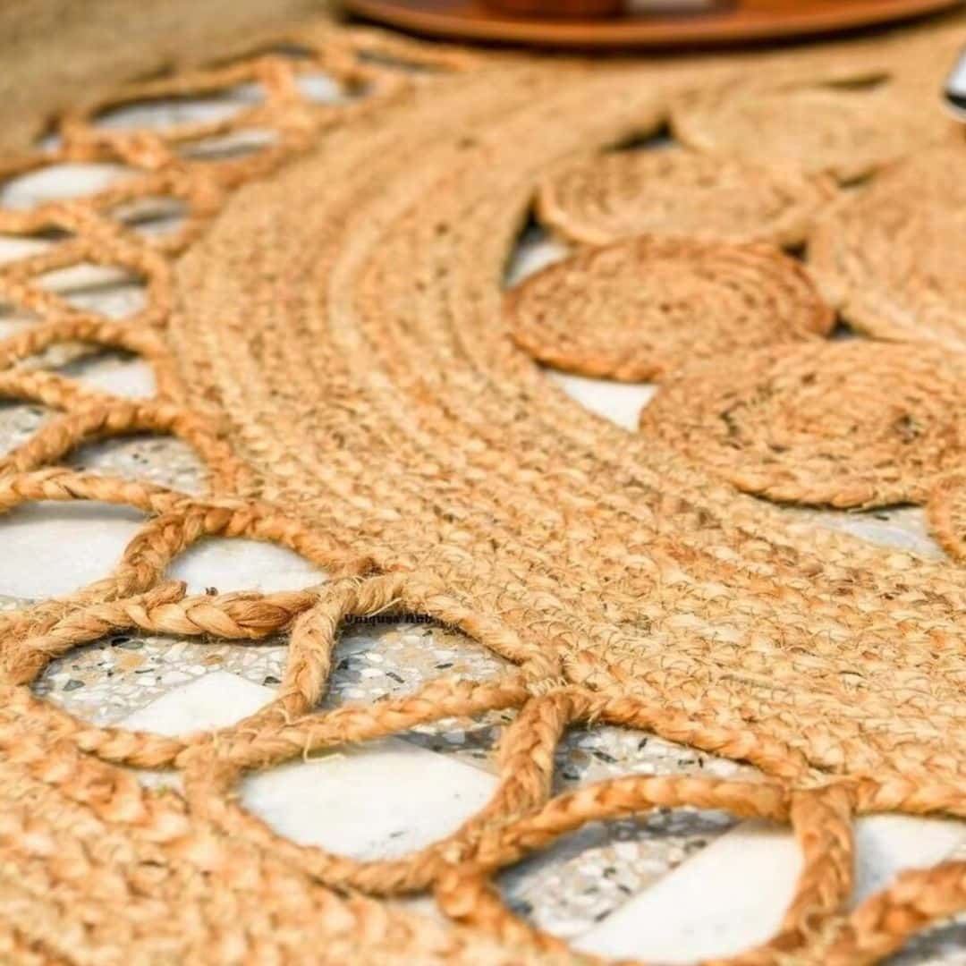 Tapis Effet Osier Rond et Réversible