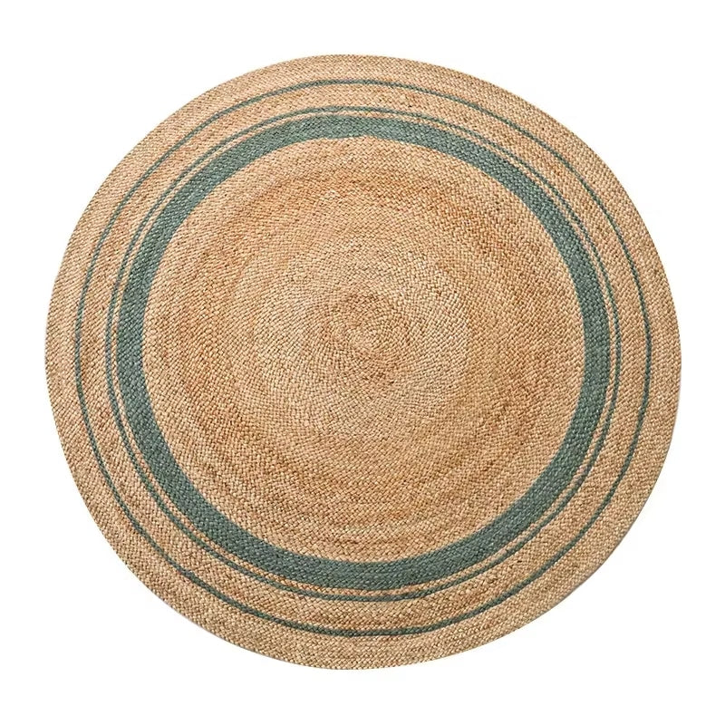 Tapis Effet Osier Rond et Traditionnel