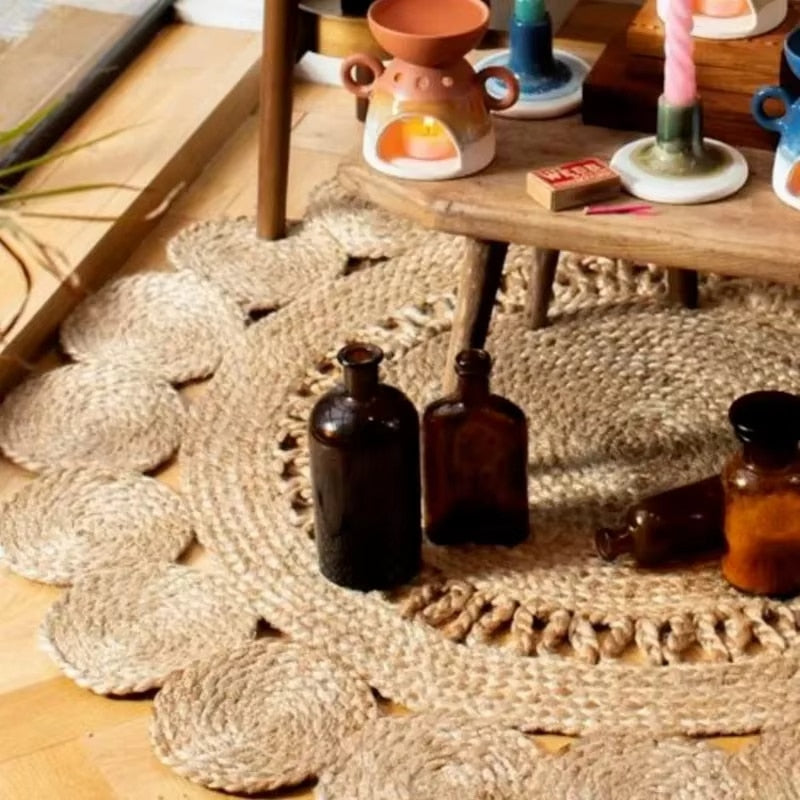 Tapis Effet Osier de Style Tibétain