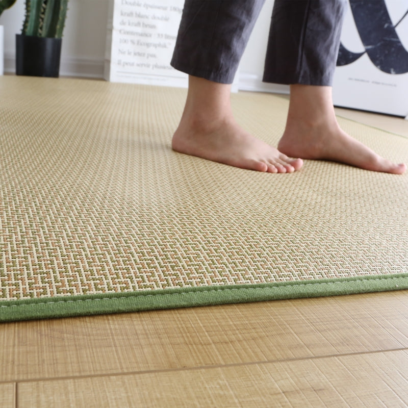 Tapis rectangulaire en rotin japonais vert