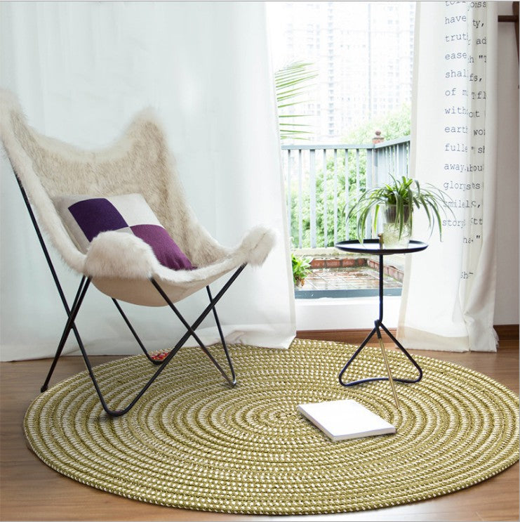 Tapis rond rotin synthétique vert