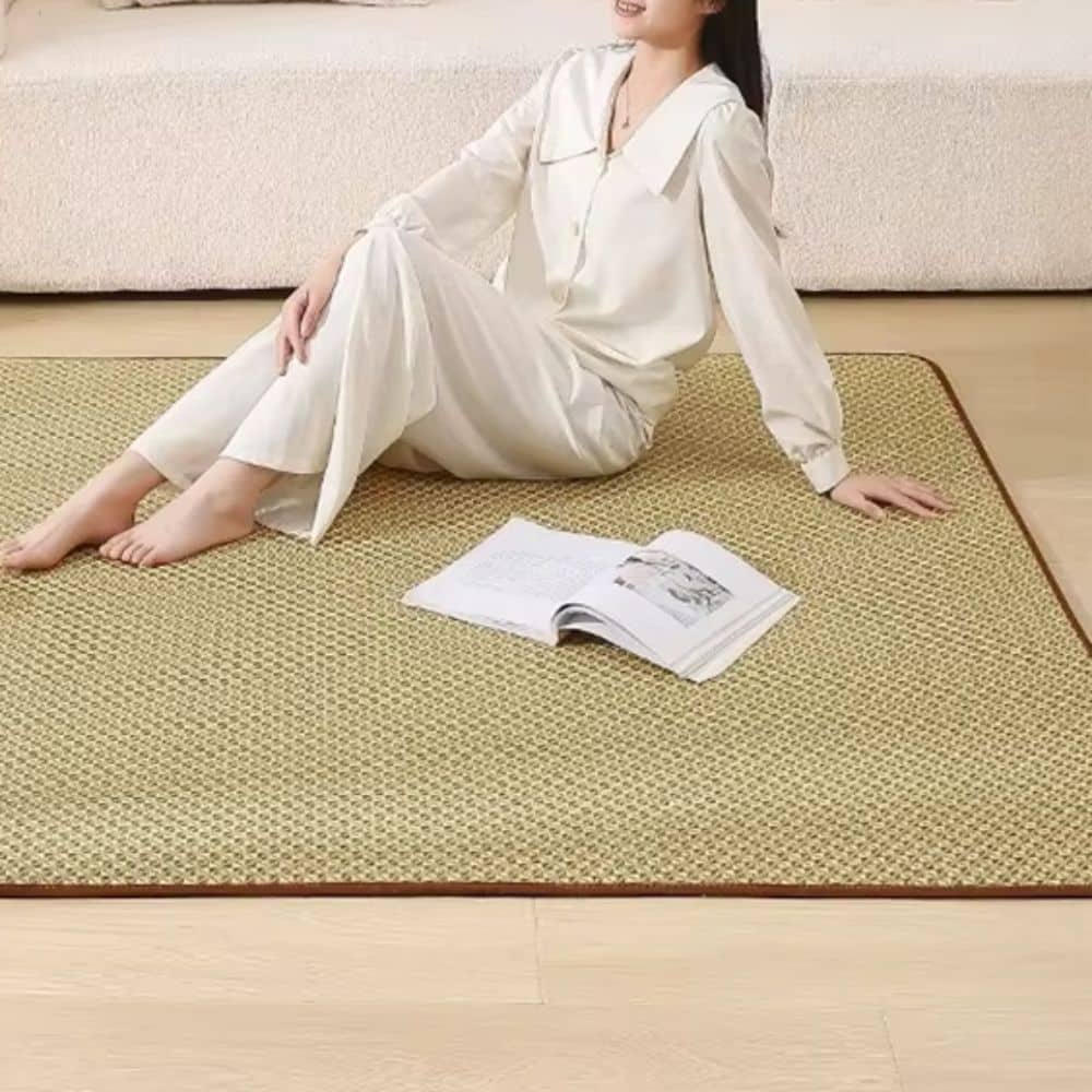 Tapis Rotin Carré à Motifs