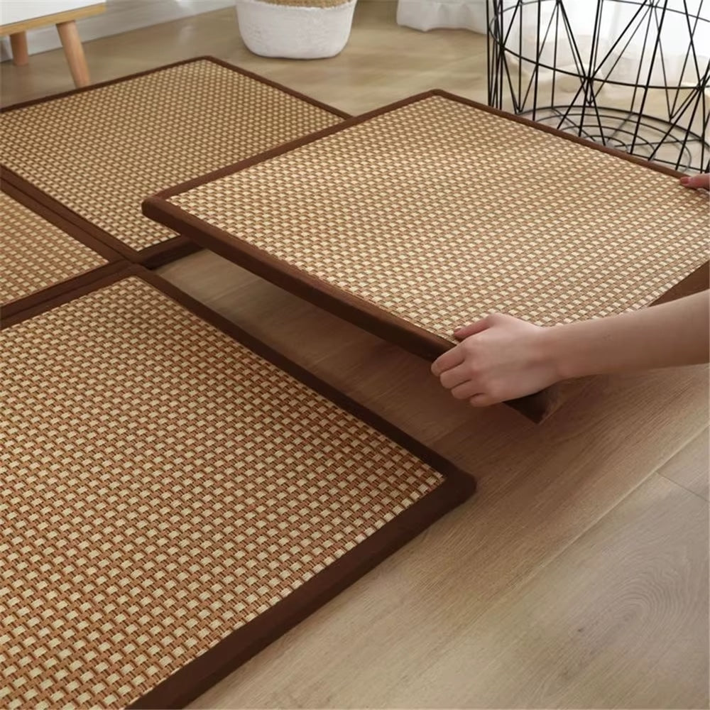 Tapis Rotin Carré Style Japonais