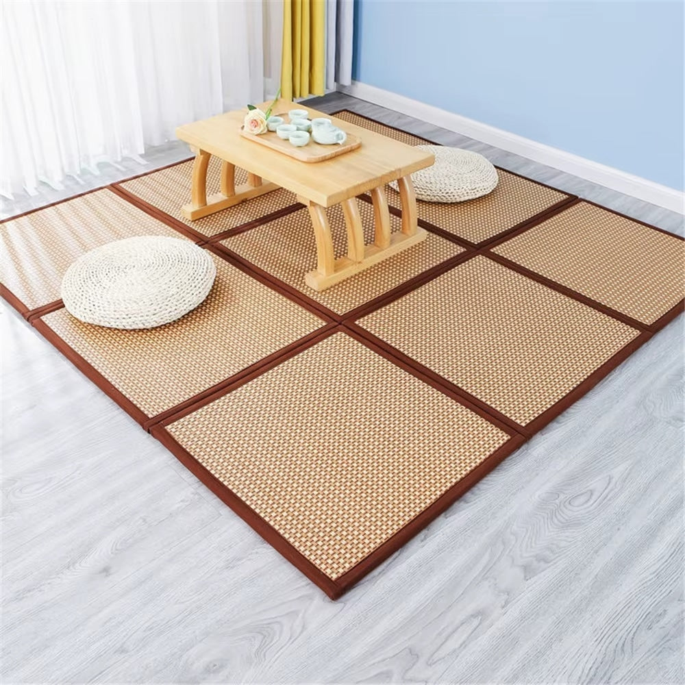 Tapis Rotin Carré Style Japonais